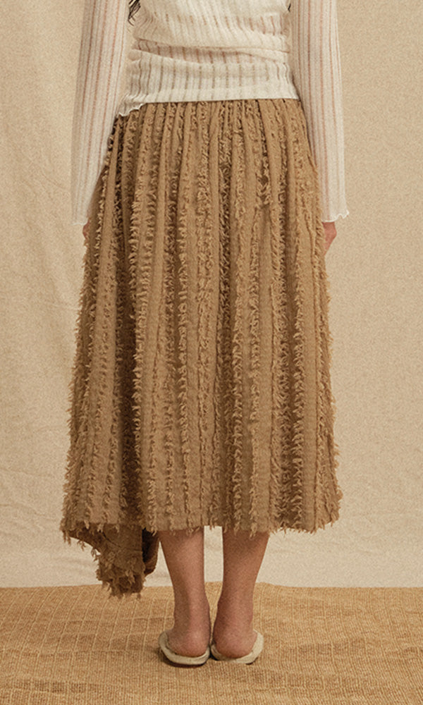 Ethnic drape long skirt Beige