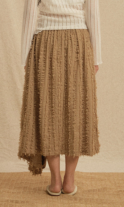Ethnic drape long skirt Beige