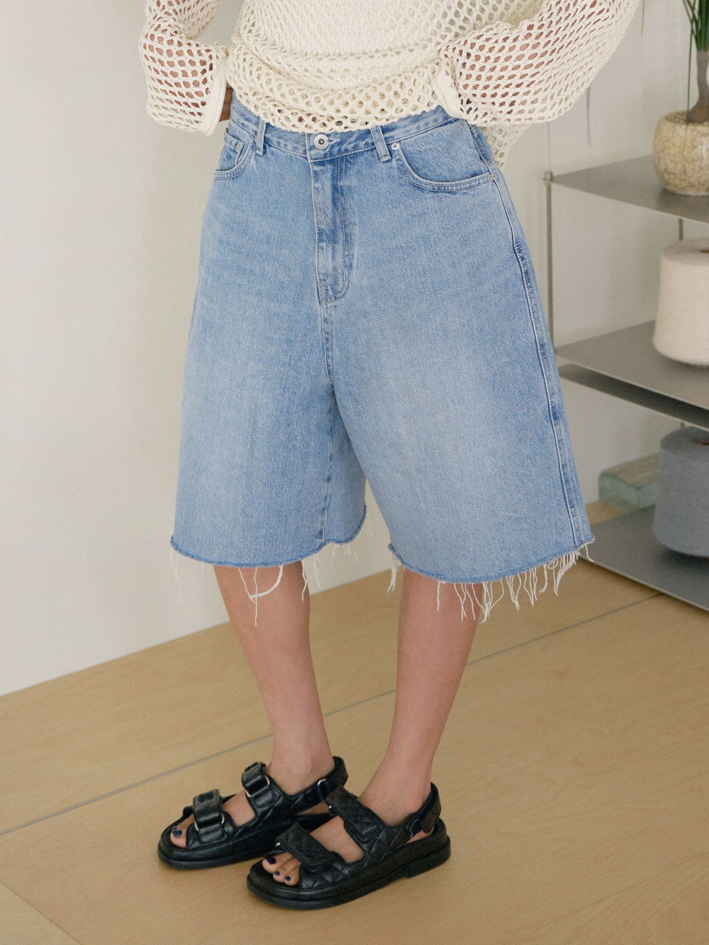 Cone Mills Cutoff Denim Shorts - Indigo