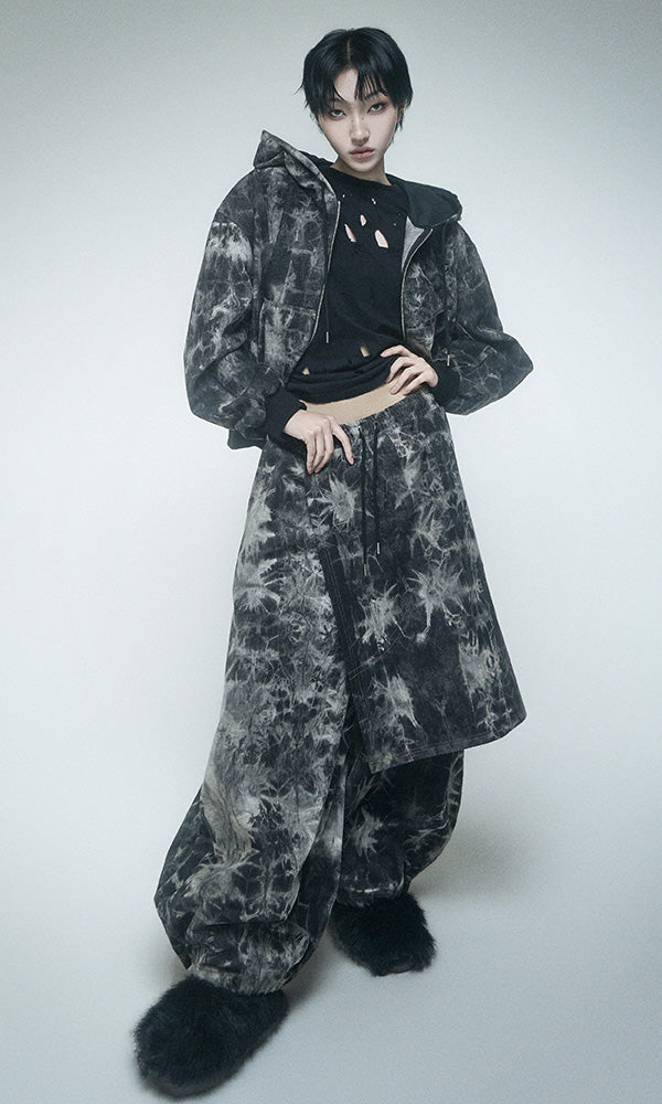 Reculer Pipe dyed denim skirt pants(ブラック) 商品画像5/6