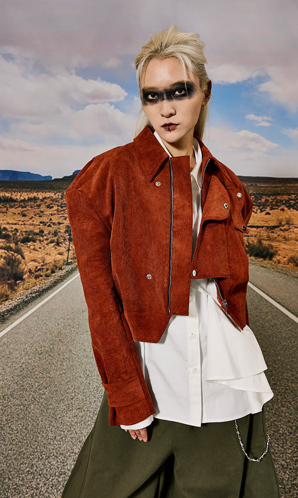 【Reculer レキュリー2024FW】Paisley Corduroy R Half Jacket Brown