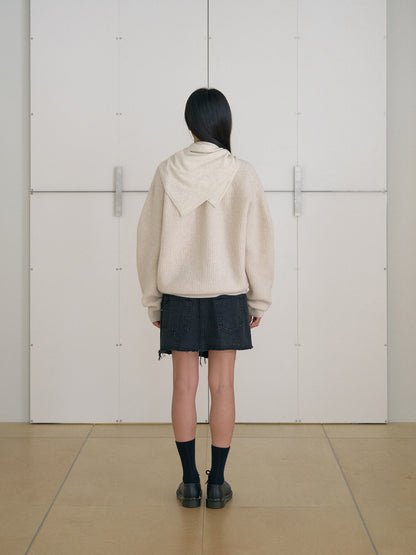 MARAN Wool V-neck Raglan Pullover - Oatmeal 商品画像20/21