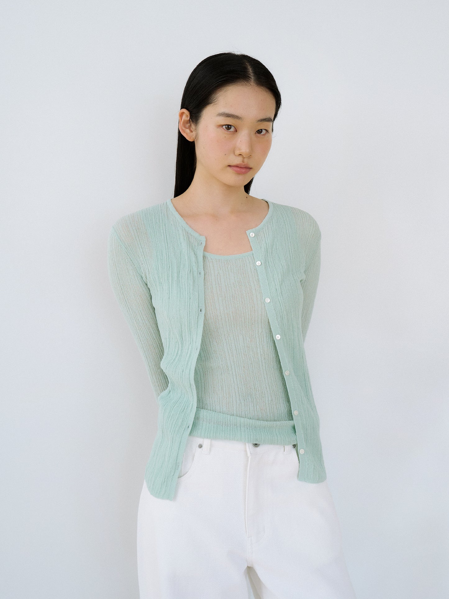 Multi Rib Cardigan - Mint