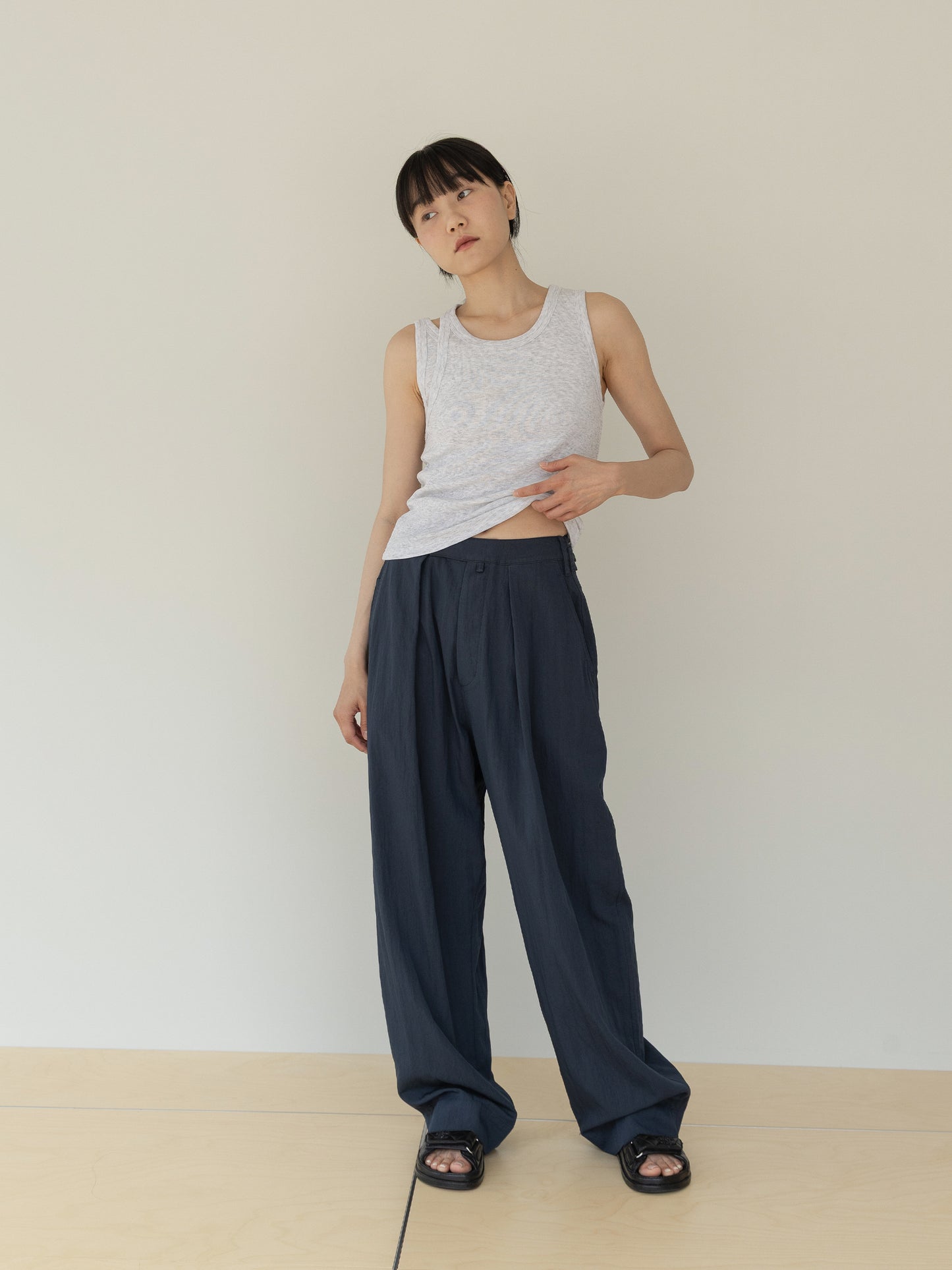 Mei Ribbed Sleeveless-GRAY