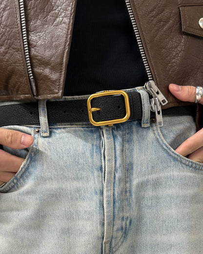 Gold Buckle Leather Belt