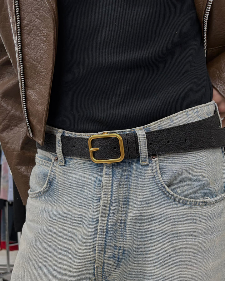 Gold Buckle Leather Belt