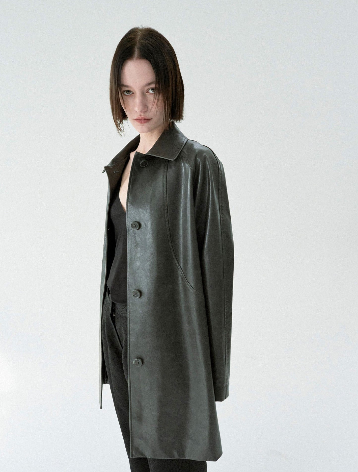 ROUGH LEATHER JACKET -GREY