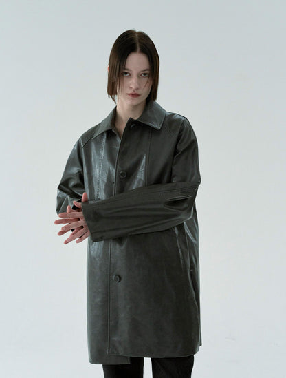 ROUGH LEATHER JACKET - GREY