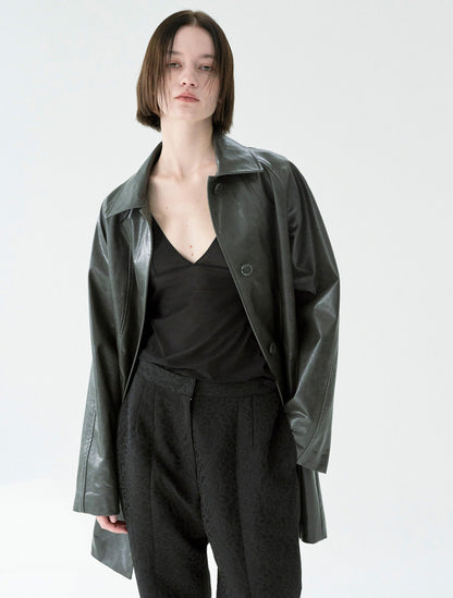 ROUGH LEATHER JACKET - GREY
