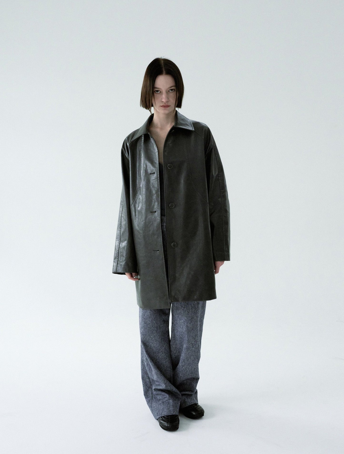 ROUGH LEATHER JACKET -GREY