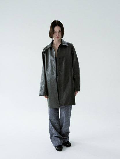 ROUGH LEATHER JACKET - GREY