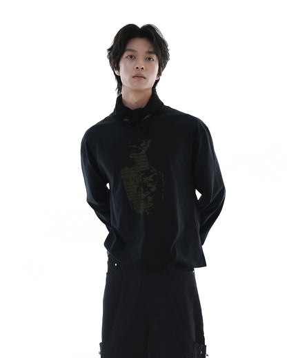 Scripted Face Crop Long Sleeve_Black 