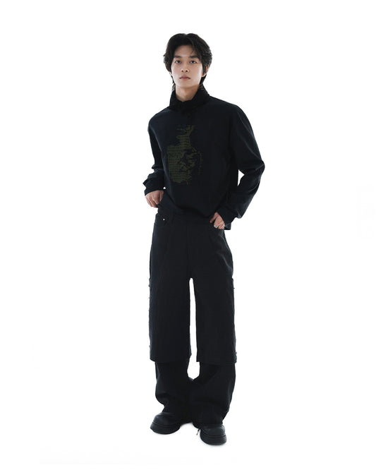 Scripted Face Crop Long Sleeve_Black