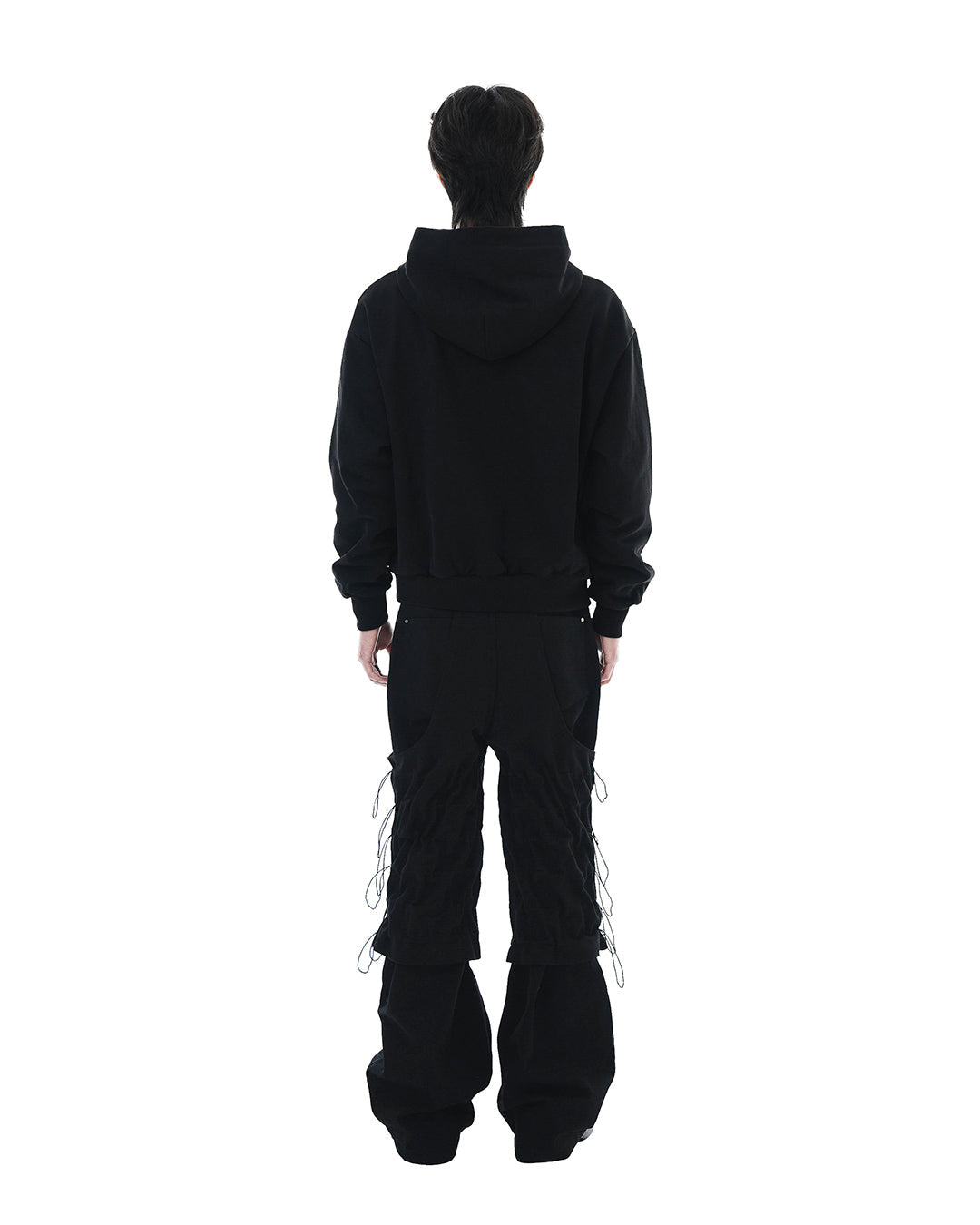 Trinity Flower Crop Hoodie Zip-up_Black 