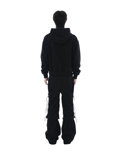 Trinity Flower Crop Hoodie Zip-up_Black
