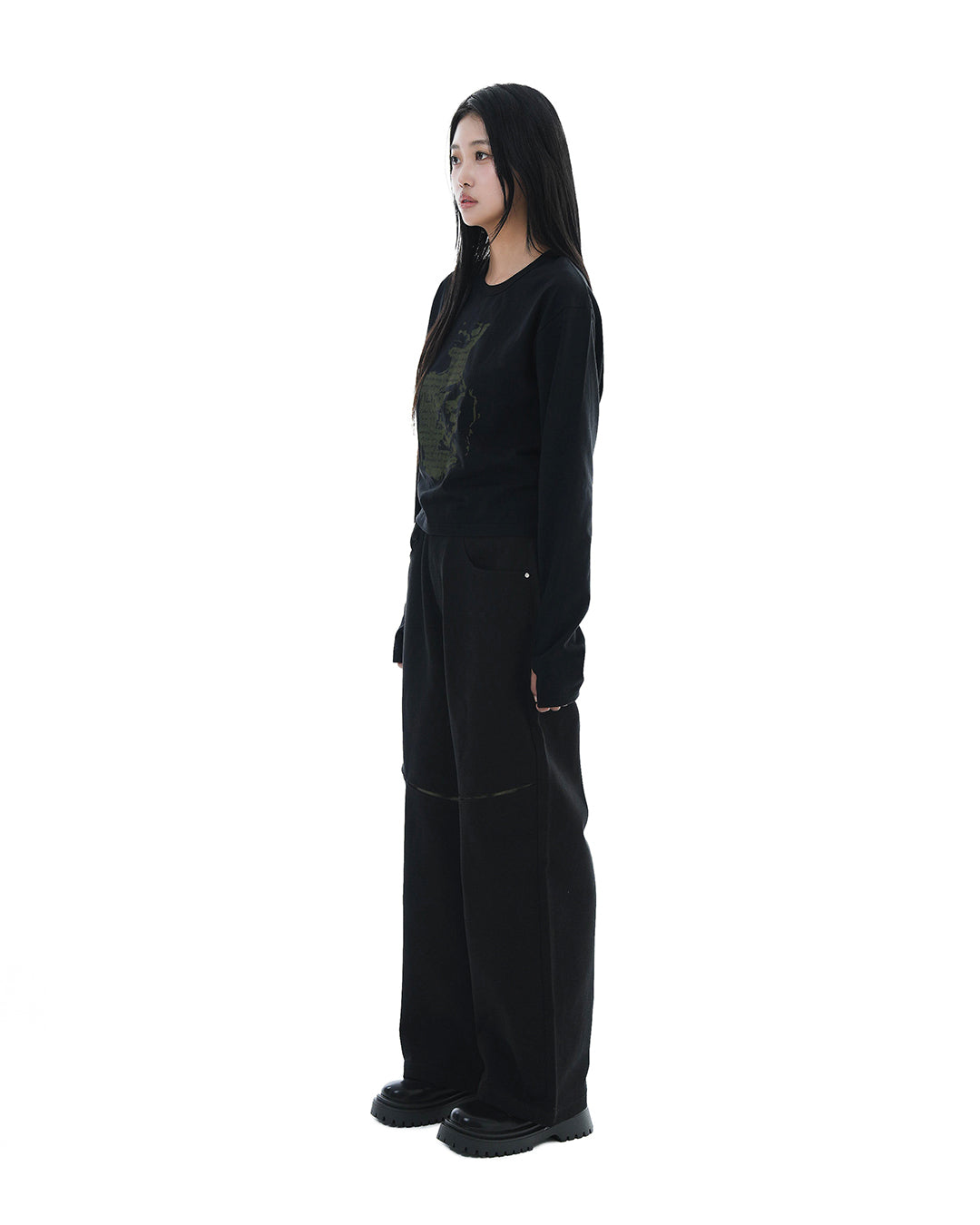 Hidden Tone Cut Pants_Black 