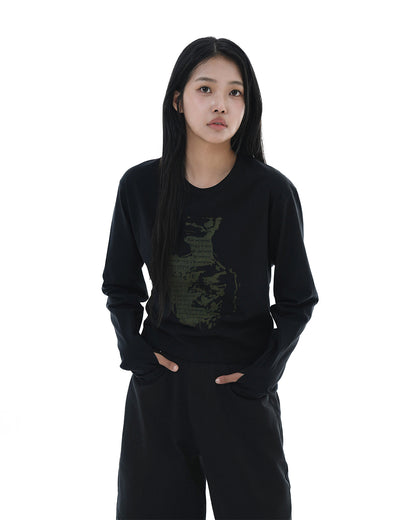 Scripted Face Crop Long Sleeve_Black 