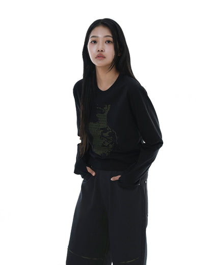 Scripted Face Crop Long Sleeve_Black 