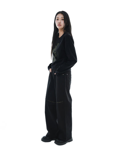 Scripted Face Crop Long Sleeve_Black 