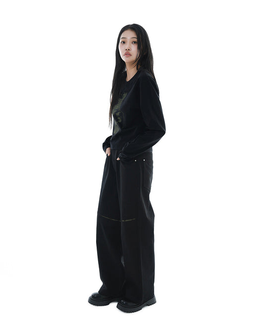 Hidden Tone Cut Pants_Black 