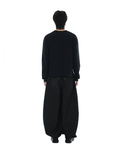Distorted Flower Crop Long Sleeve_Black 
