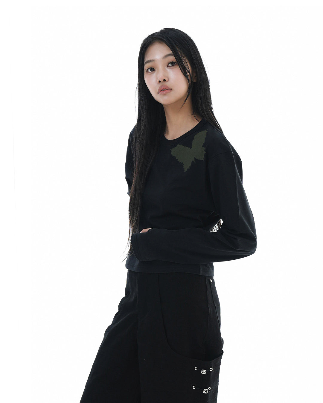 Butterfly Crop Long Sleeve_Black 