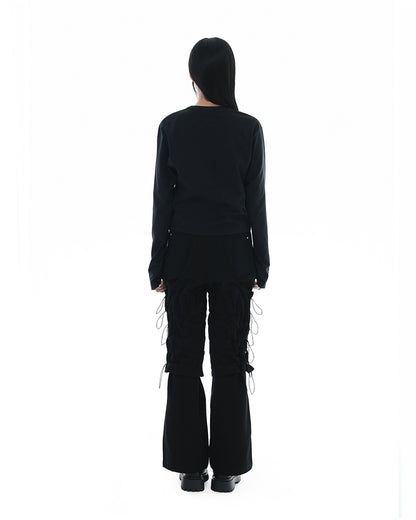 Distorted Flower Crop Long Sleeve_Black 