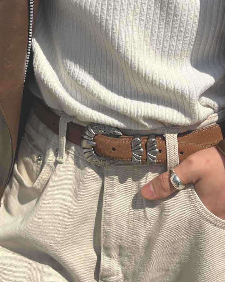 Antique Suede Leather Belt