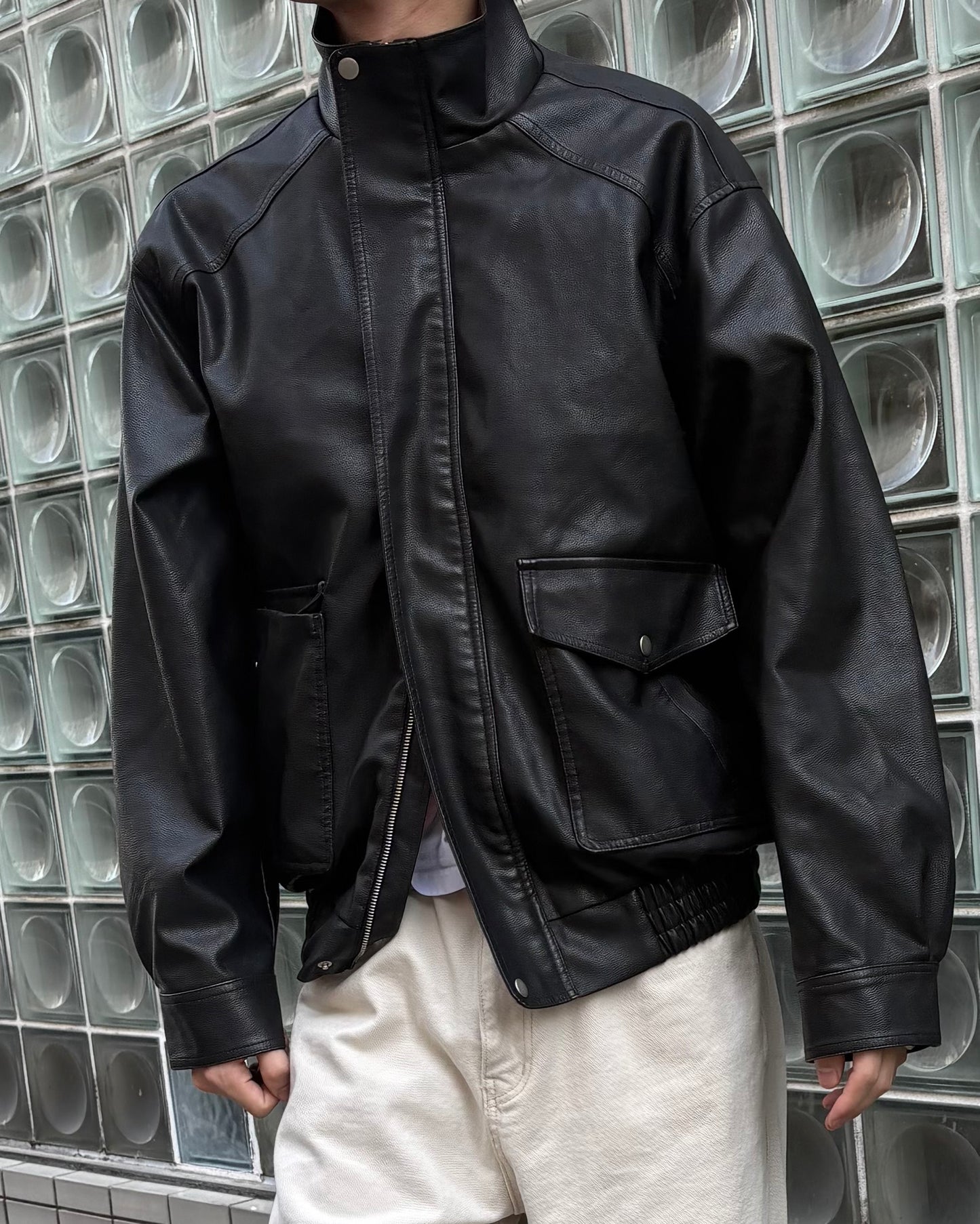 Glow Leather Blouson Jacket