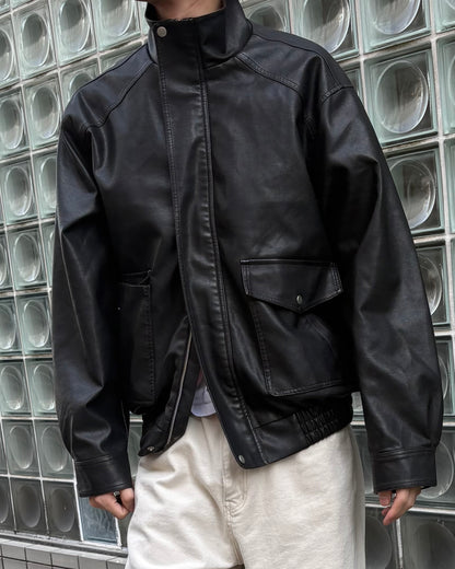 Glow Leather Blouson Jacket