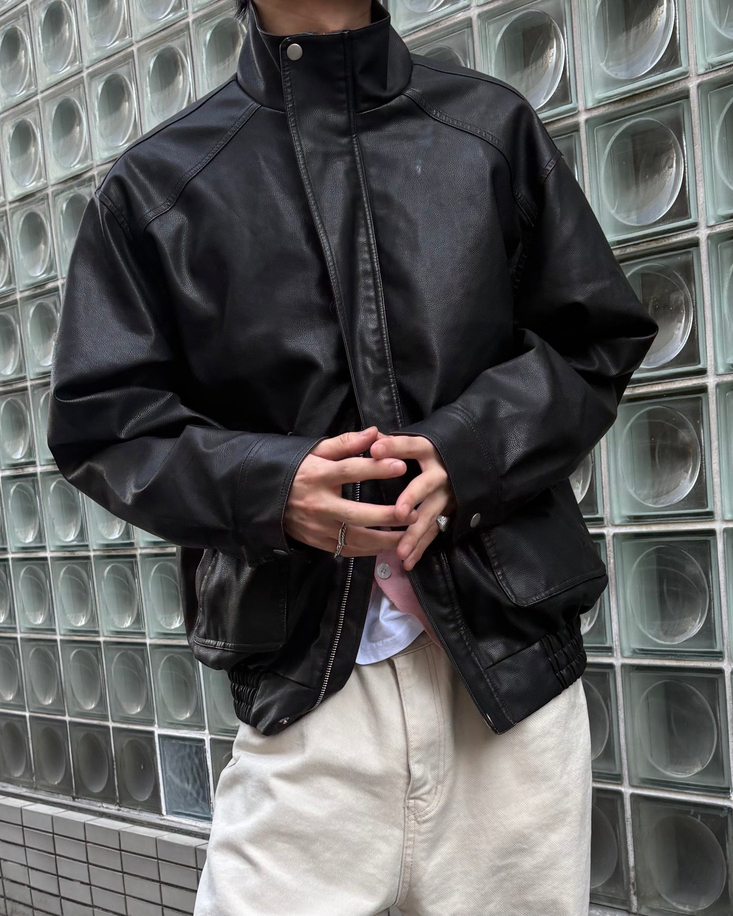 Glow Leather Blouson Jacket