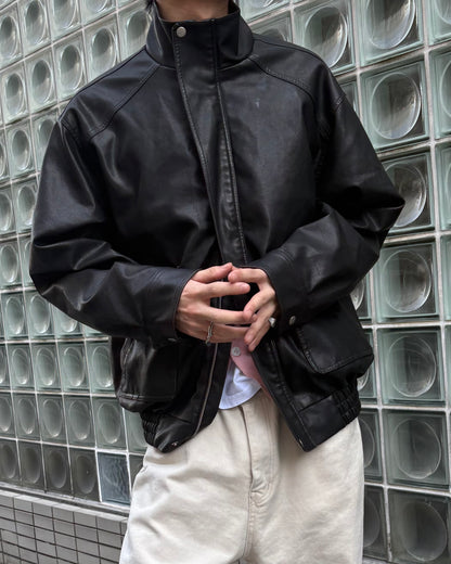 Glow Leather Blouson Jacket