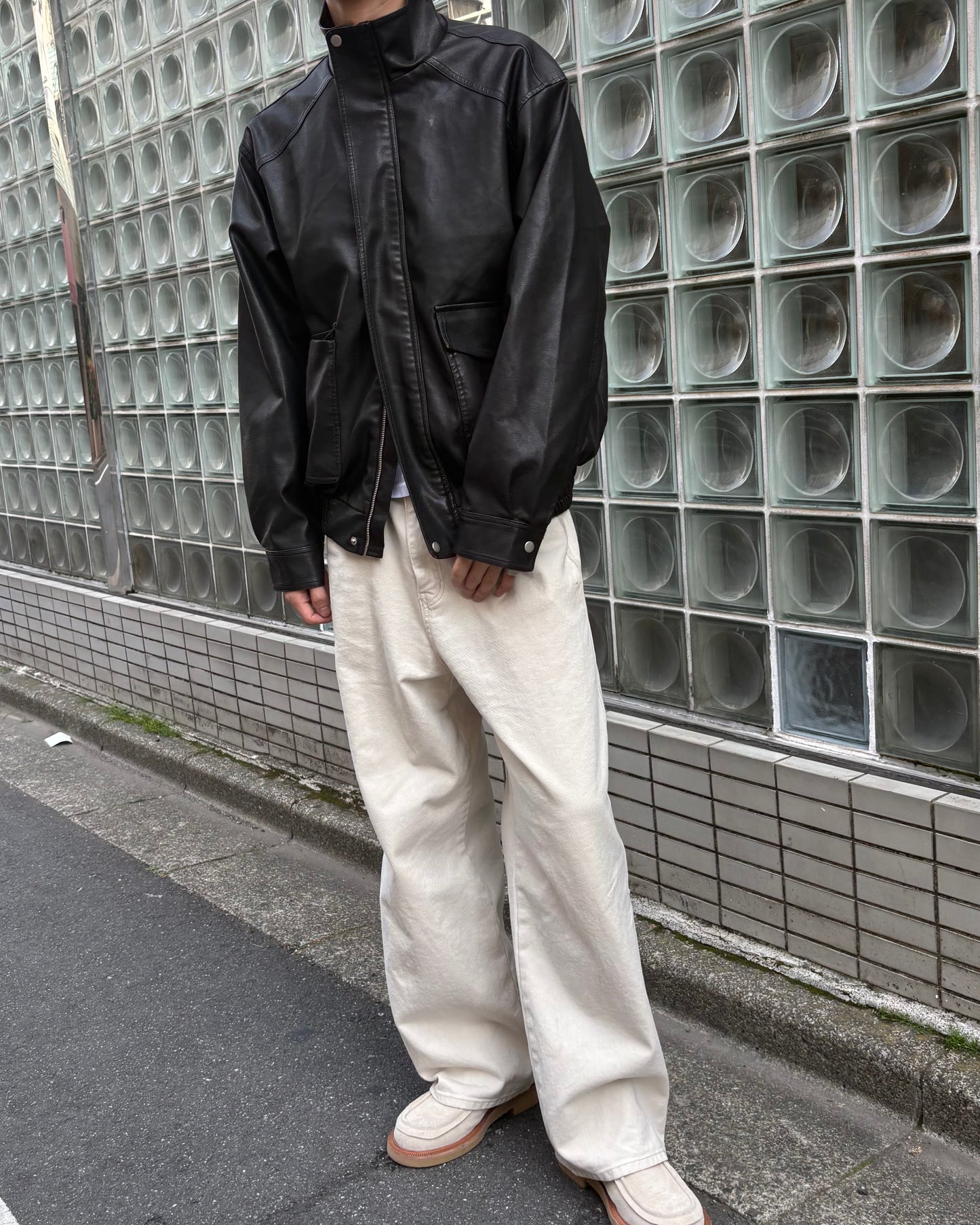 Glow Leather Blouson Jacket