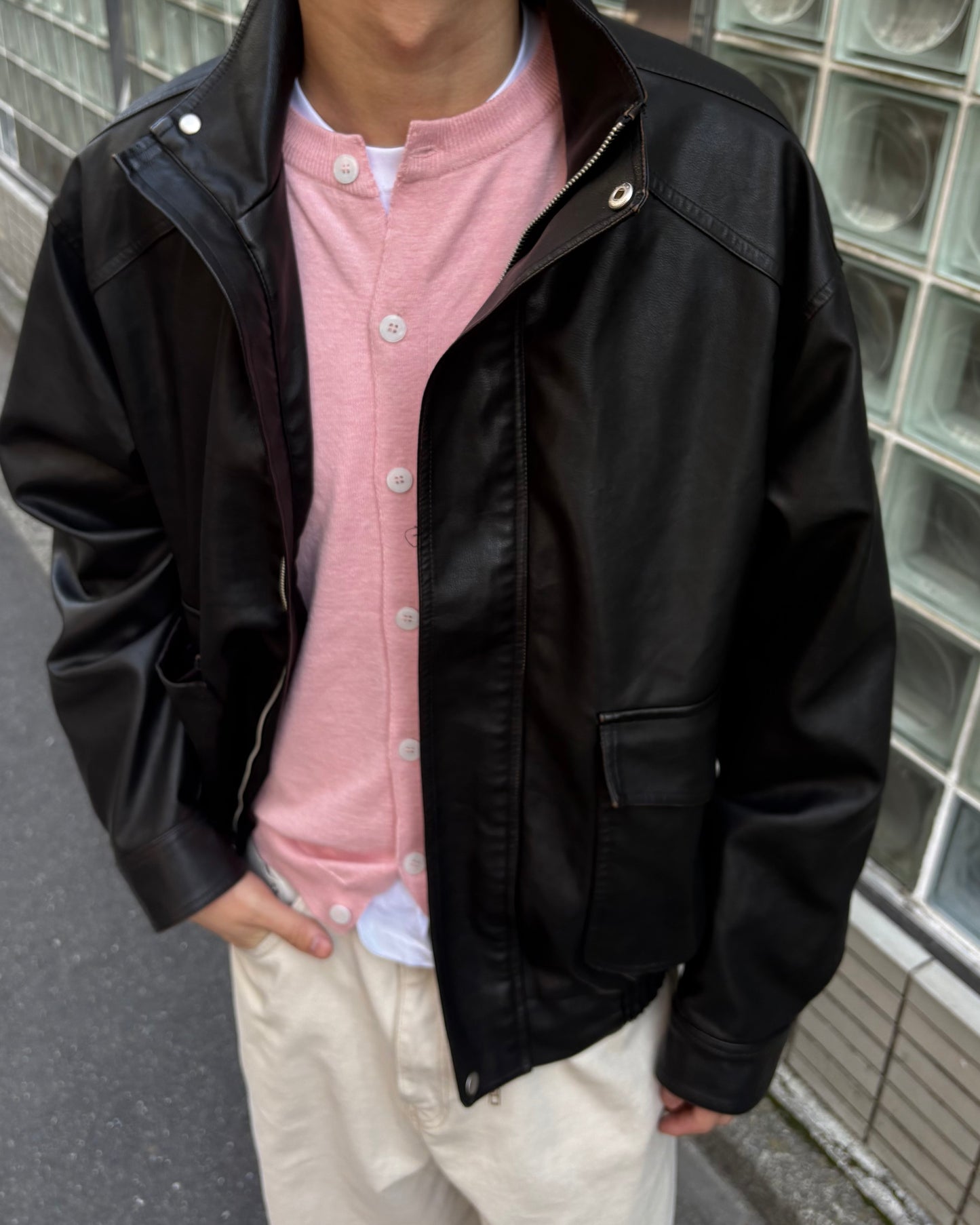Glow Leather Blouson Jacket