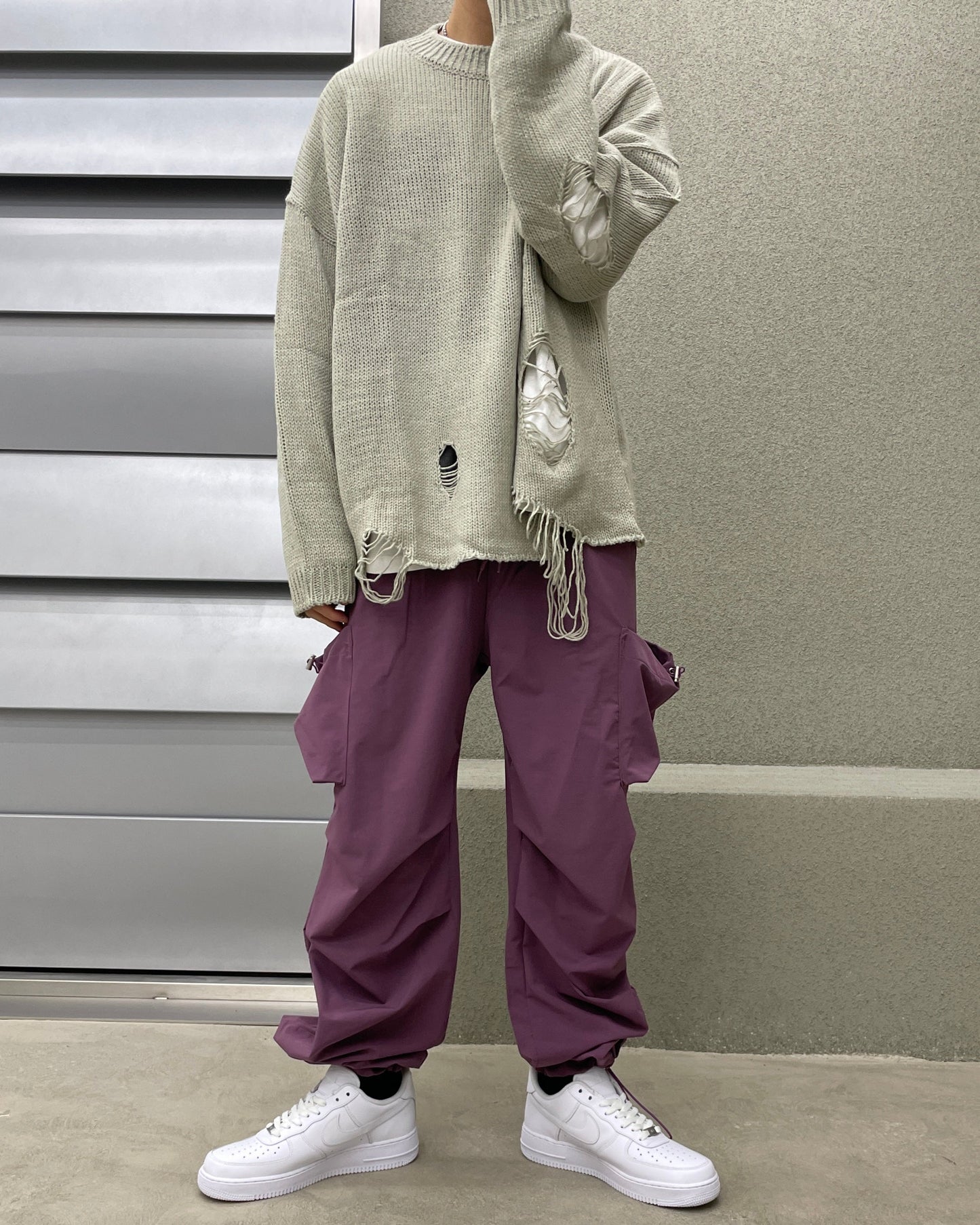 Near Destory Knit - LIGHT GRAY