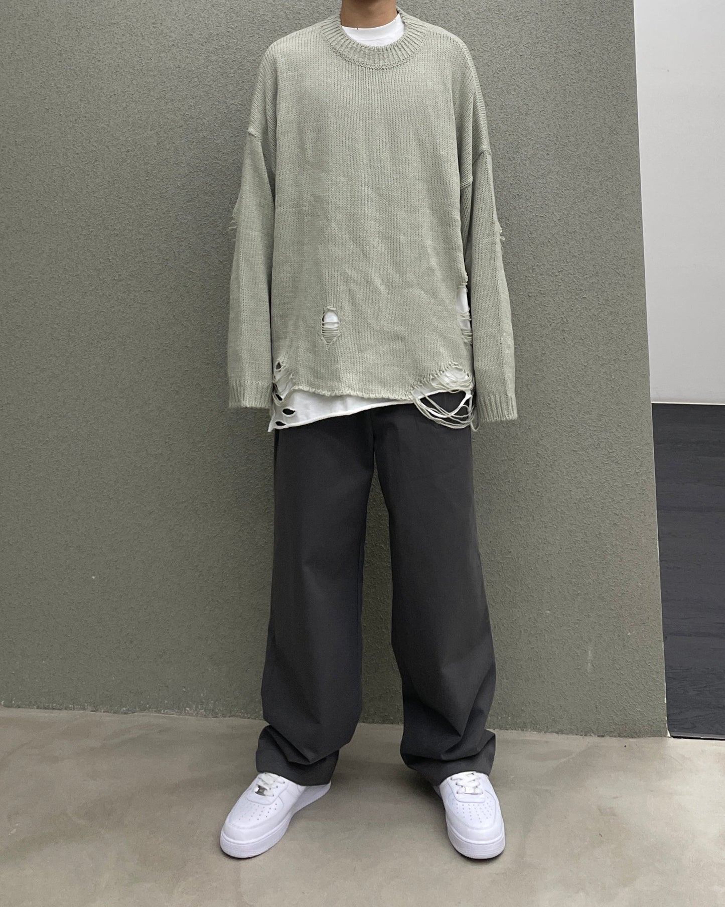 Near Destory Knit - LIGHT GRAY 