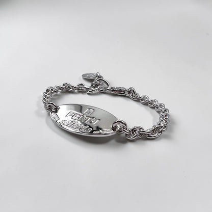 FENDI セレリア selleria シルバー チェーン ブレスレット 925 STERLING オーバル ロゴ プレート