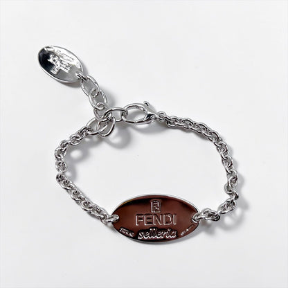 FENDI セレリア selleria シルバー チェーン ブレスレット 925 STERLING オーバル ロゴ プレート