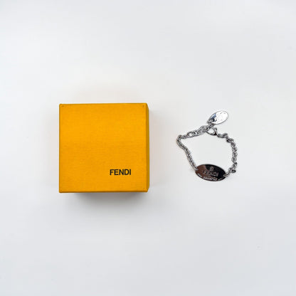 FENDI セレリア selleria シルバー チェーン ブレスレット 925 STERLING オーバル ロゴ プレート