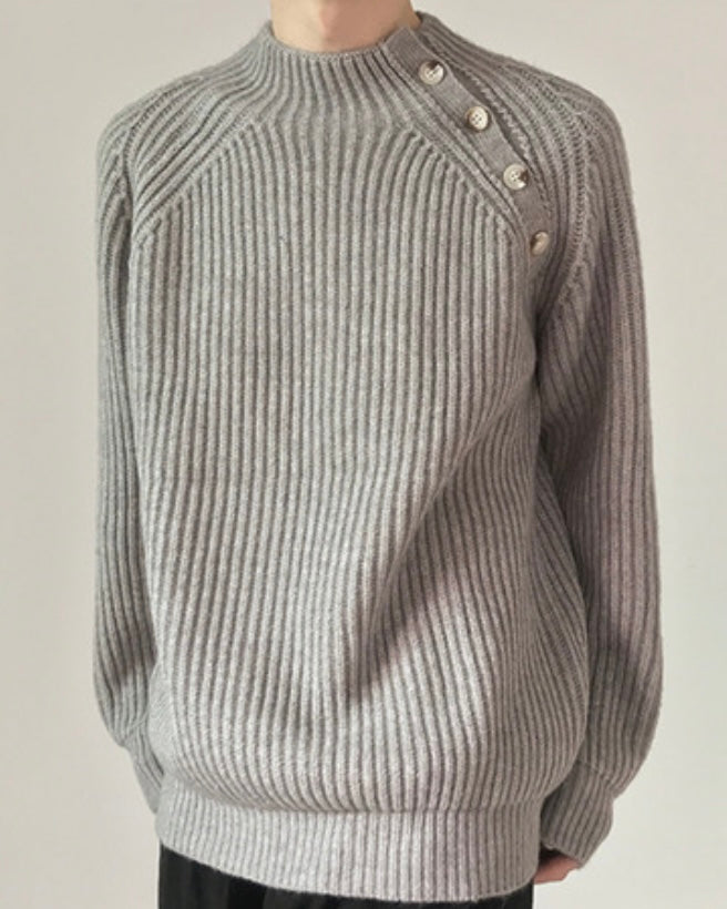【即納】Raglan Button Detail Knit