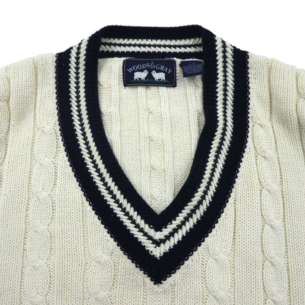 WOODS&GRAY 90s チルデンニット Vネック ホワイト 商品画像4/7
