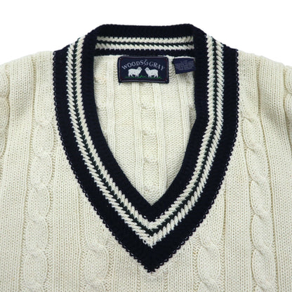 WOODS&GRAY 90s チルデンニット Vネック ホワイト 商品画像4/7