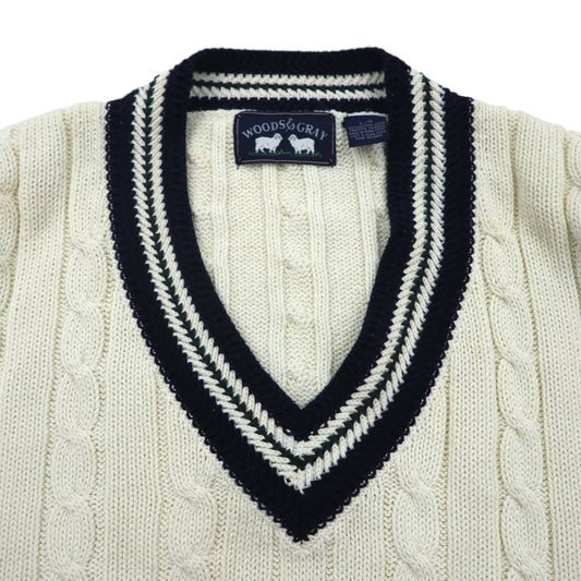 WOODS&GRAY 90s チルデンニット Vネック ホワイト 商品画像4/7