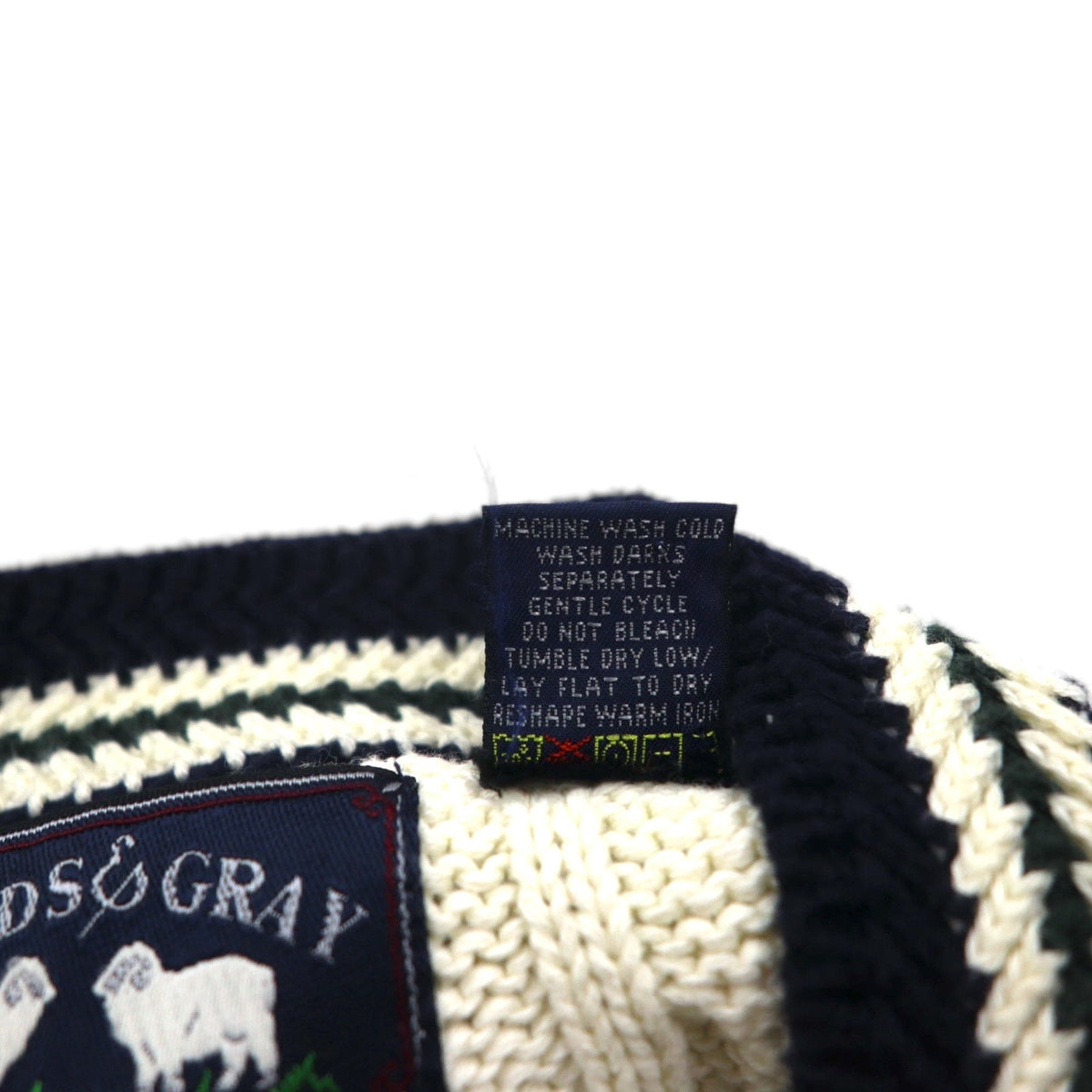 WOODS&GRAY 90s チルデンニット Vネック ホワイト 商品画像6/7