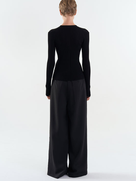 [MAGJAY] Rib V-Neck Cardigan-Black
