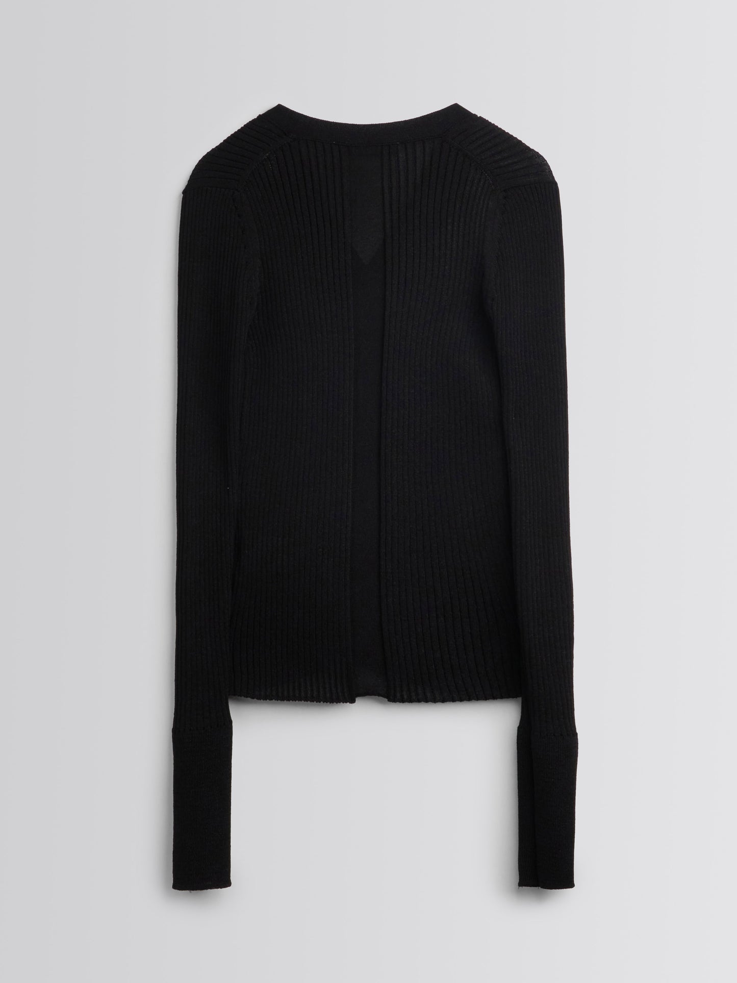 Rib V-Neck Cardigan - Black