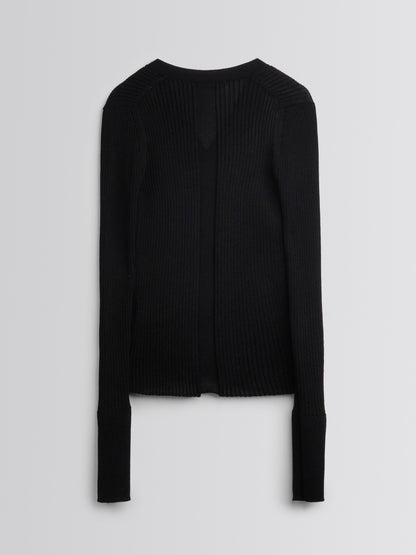 [MAGJAY] Rib V-Neck Cardigan-Black