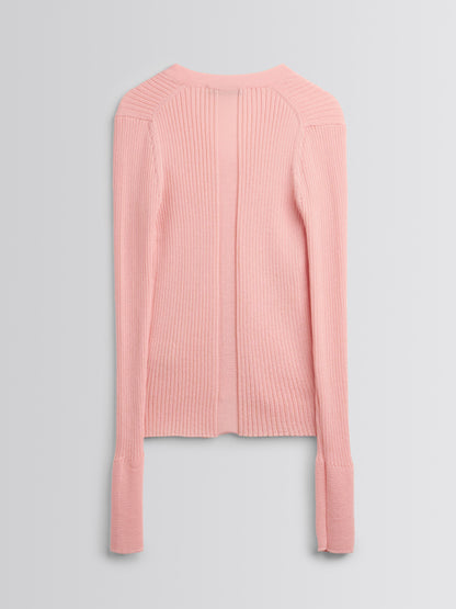 [MAGJAY] Rib V-Neck Cardigan-Pink