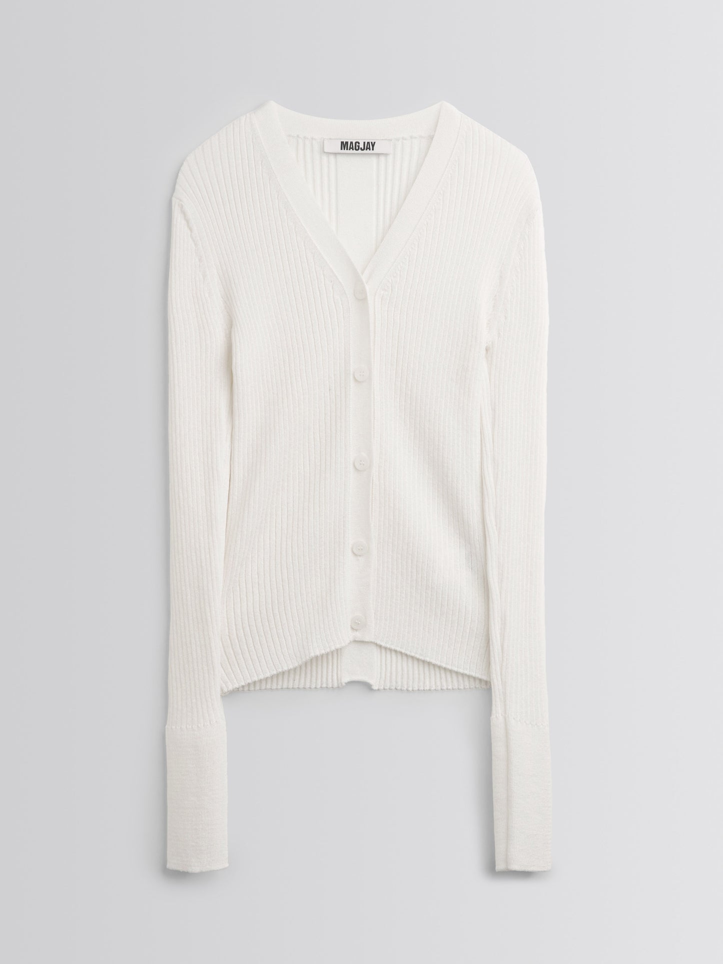 Rib V-Neck Cardigan - Ivory
