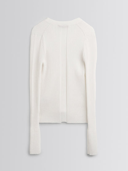 [MAGJAY] Rib V-Neck Cardigan-Ivory